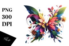 Vibrant Butterfly with Flowers PNG Product Image 1