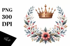 Sublimation Sticker Flower Watercolor Crown Clipart Product Image 1