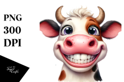 Watercolor Funny Cow Portrait | Clipart Product Image 1