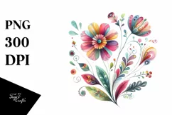 Watercolor Whimsical Flower | Sublimation Clipart Product Image 3