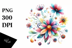 Colorful Wimsical Flower | Sublimation | Clipart Product Image 3