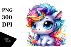 Cute Baby Unicorn with Cool Haircut PNG Product Image 1