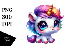 Cute Baby Unicorn, PNG Product Image 1