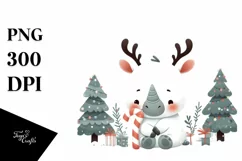 Cute Winter Rhino Christmas Tree PNG Product Image 1