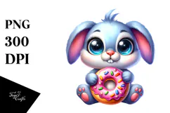 Cute Baby Bunny with Donut PNG Product Image 1