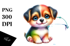 Colorful Watercolor Baby Puppy | Clipart Product Image 1