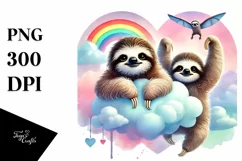Colorful Pastel Baby Sloth PNG Product Image 1