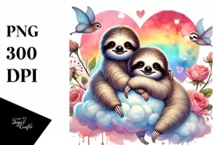 Colorful Pastel Baby Sloth PNG Product Image 1