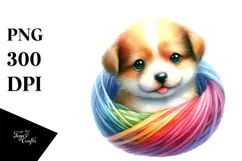 Cute Baby Dog in Style PNG Product Image 1