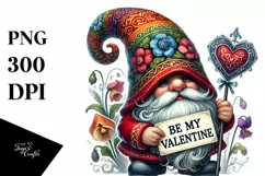 Detailed Valentines Gnome PNG Product Image 1