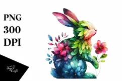 Vibrant Bunny with Flowers PNG Product Image 1