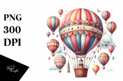 Watercolor Hot Air Balloon Sticker Clipart Product Image 3
