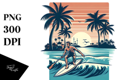 Retro Tropical Beach Surf Vector PNG Product Image 1