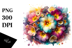 Shiny Primrose with Golden Frame PNG Product Image 1