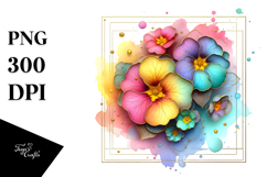 Shiny Primrose with Golden Frame PNG Product Image 1
