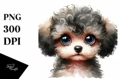 Cute Watercolor Baby Poodle Clipart Product Image 1