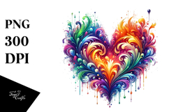 Colorful Fire Heart, PNG Product Image 1