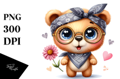 Watercolor Baby Bear with Bandana and es | Clipart Product Image 1