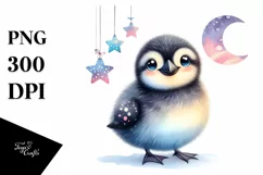 Colorful Smiling Baby Guillemots Moon Clipart Product Image 1