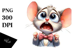 Goofy Cartoon Mouse with Bow Tie PNG Product Image 1