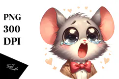 Goofy Cartoon Mouse with Bow Tie PNG Product Image 1