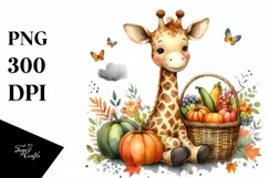 Baby Giraffe with Vegetables Basket | Clipart Product Image 1