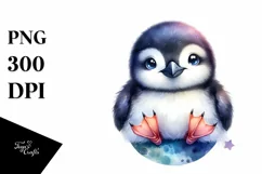 Colorful Smiling Baby Guillemots Moon Whimsical Clipart Product Image 3