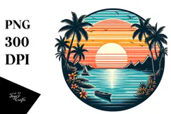 Retro Tropical Island Sunset, 20 oz Tumbler Product Image 1