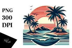 Retro Tropical Island Sunset, 20 oz Tumbler Product Image 1