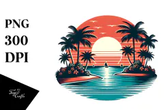 Retro Tropical Island Sunset, 20 oz Tumbler Product Image 1
