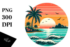 Retro Tropical Island Sunset, 20 oz Tumbler Product Image 1