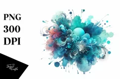 Colorful Cyan Splash | Watercolor Clipart Product Image 3