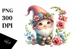 Watercolor Gnome with Snapdragon | Clipart Product Image 3