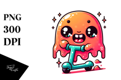Adorable Floating Jelly Monster Riding Scooter PNG Product Image 1