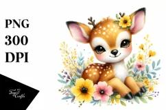 Colorful Baby Deer Cuddling with Flowers | Sublimation | Product Image 1
