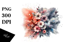Grunge Flower Clouds, Transparent PNG Product Image 1