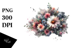 Grunge Flower Clouds, Transparent PNG Product Image 1