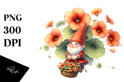 Floating Gnome with Nasturtium PNG Product Image 1