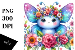 Vibrant Butterfly Flower Crown | Clipart Product Image 1