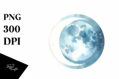 Blueish Whimsical Moon Clipart PNG Product Image 1