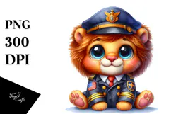 Goofy Lion with Aviator Suit PNG Product Image 1