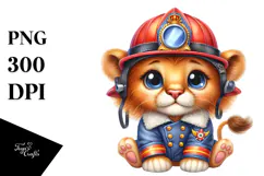 Baby Lion with Chef's Apron and Aviator Suit PNG Product Image 1