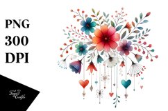 Adorned Flower with Hearts PNG Product Image 1