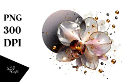 Abstract Orchid with Golden Insertions, PNG Product Image 1
