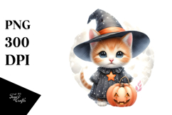 Cute Baby Kitten Halloween Watercolor PNG Product Image 1