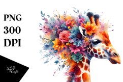 Vibrant Giraffe Half Flowers | Sublimation | Clipart Product Image 3