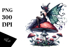 Gothic Fairy on Mushroom PNG Product Image 1