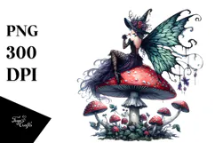 Gothic Fairy on Mushroom PNG Product Image 1