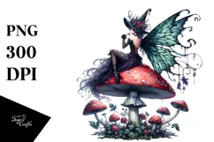 Gothic Fairy on Mushroom PNG Product Image 1