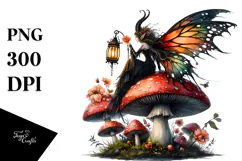 Gothic Fairy on Mushroom PNG Product Image 1